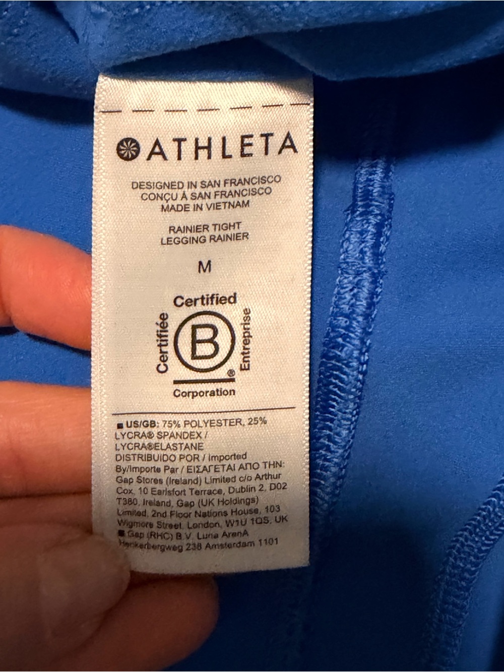 Athleta Rainer Tight High-Waisted Leggings Blue, Size M Reflective Zip Pockets - Picture 8 of 8